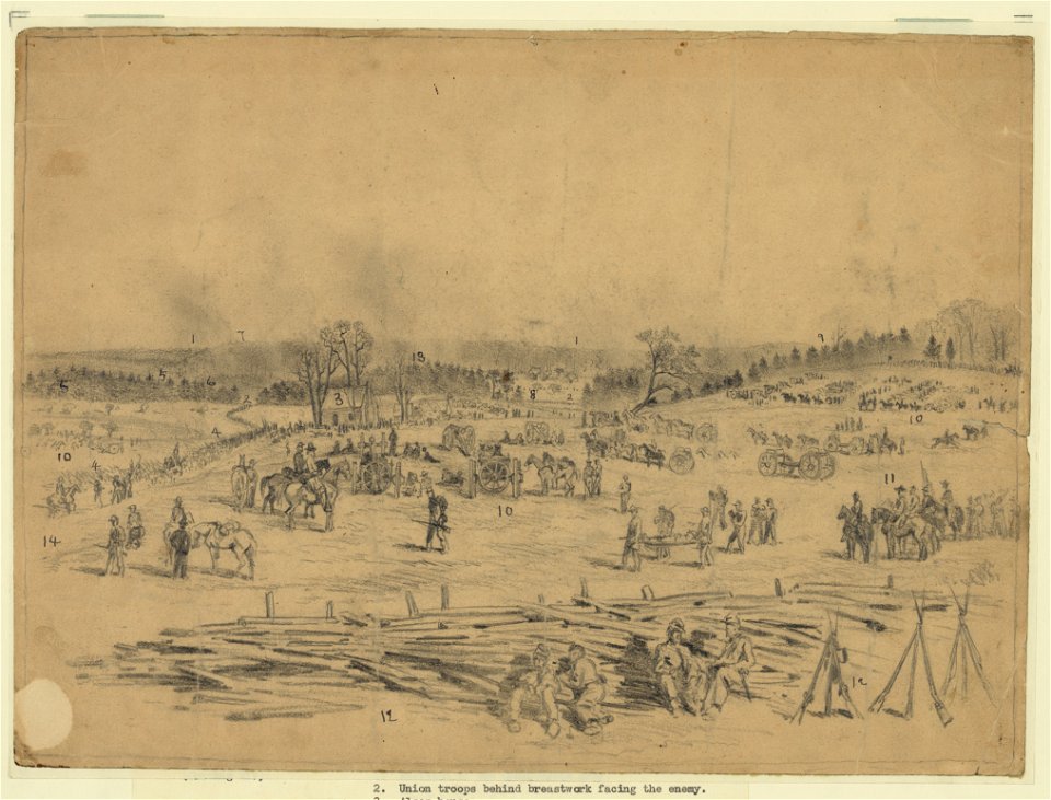 The battle of Spottsylvania (sic)-View of the field from the center of the position - E. Forbes. LCCN2004662322
