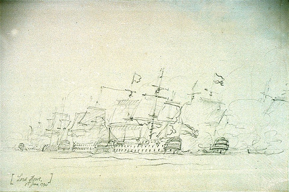 The Battle of the Glorious First of June, 1794- Lord Howe breaking the line RMG PU8714