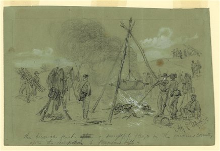 The bivouac feast after a successful forage in the enemies country after the occupation of Munson's hill LCCN2004660230