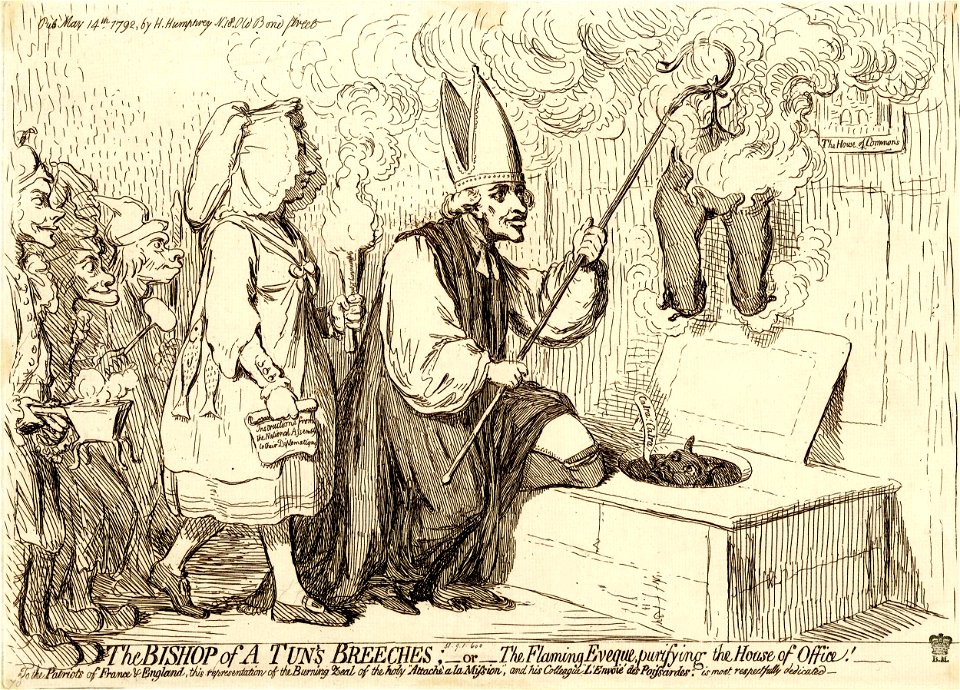 The bishop of a tun's breeches;-or-the flamming eveque, purifyng the house of office! (BM 1851,0901.600)