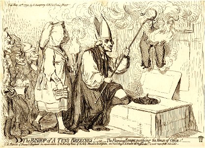 The bishop of a tun's breeches;-or-the flamming eveque, purifyng the house of office! (BM 1851,0901.600)