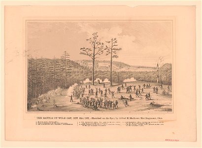 The battle of wild cat, Oct. 21st, 1861 - sketched on the spot by Alfred E. Mathews, 31st Regiment, Ohio. LCCN2013645289