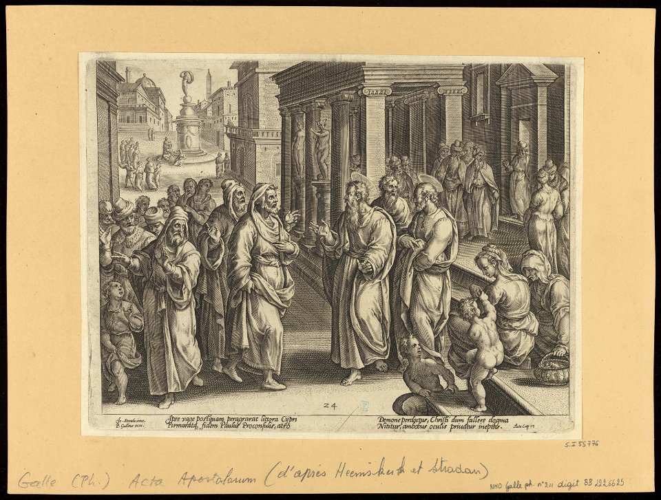 The Blinding of Elymas 1582 print by Stradanus, S.I 55776, Prints Department, Royal Library of Belgium