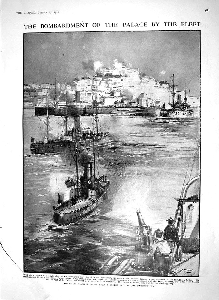 The Bombardment of the Palace by the Fleet - The Graphic 1910
