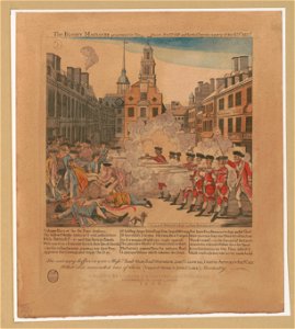 The bloody massacre perpetrated in King - Street Boston on March 5th, 1770, by a party of the 29th Regt. - engrav'd printed & sold by Paul Revere, Boston ; re-engraved by Sidney L. Smith. LCCN2012648847