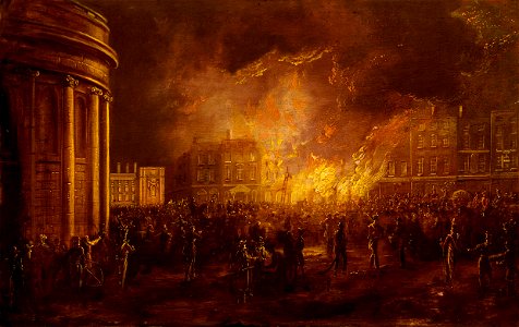 The Burning of the Arcade in College Green, Dublin P5751