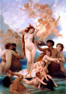 The Birth of Venus by William-Adolphe Bouguereau (1879). Free illustration for personal and commercial use.