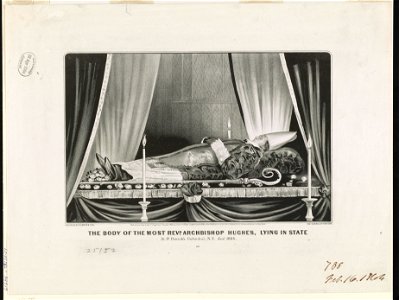 The body of the most Revd. Archbishop Hughes, lying in state- at St. Patrick's Cathedral, N.Y. Jan. 1864. LCCN90711968