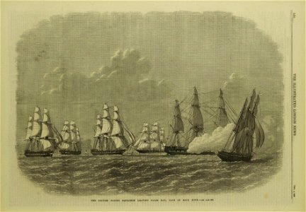 The British Flying Squadron leaving False Bay, Cape of Good Hope - ILN 1869. Free illustration for personal and commercial use.