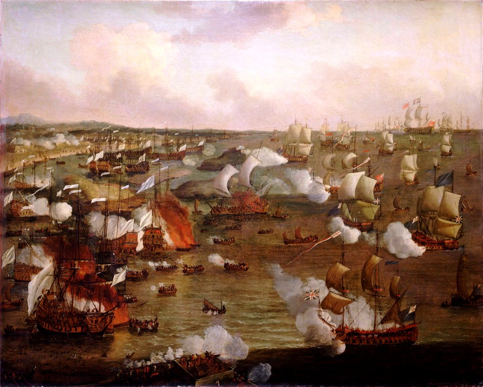 The Burning of French ships at the Battle of La Hogue, 23 May 1692 RMG L6227