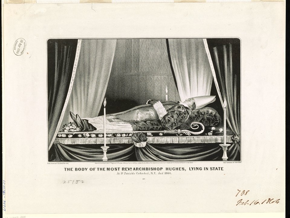 The body of the most Revd. Archbishop Hughes, lying in state- at St. Patrick's Cathedral, N.Y. Jan. 1864. LCCN90711968