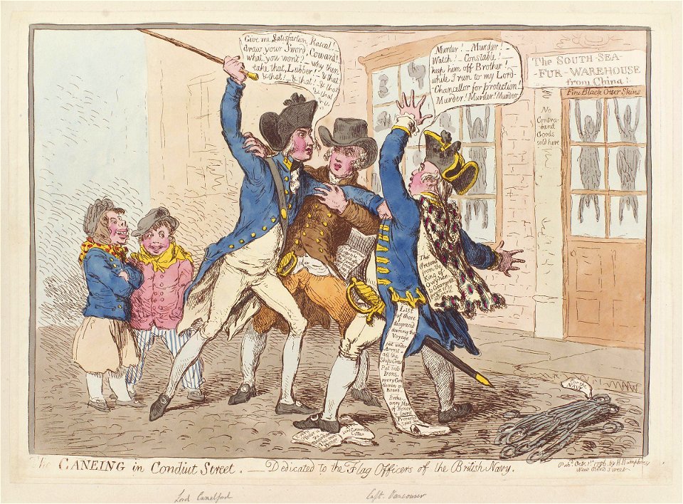 The caneing in Conduit Street' (Thomas Pitt, 2nd Baron Camelford ...