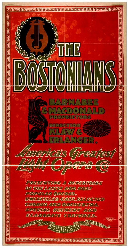 The Bostonians America's greatest light opera co. LCCN2014637288