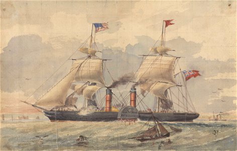 The British and South American Royal Mail Steam Ship Arabia Capt Judkin, leaving on her first voyage to New York, Jan 1st 1852 RMG PY0274
