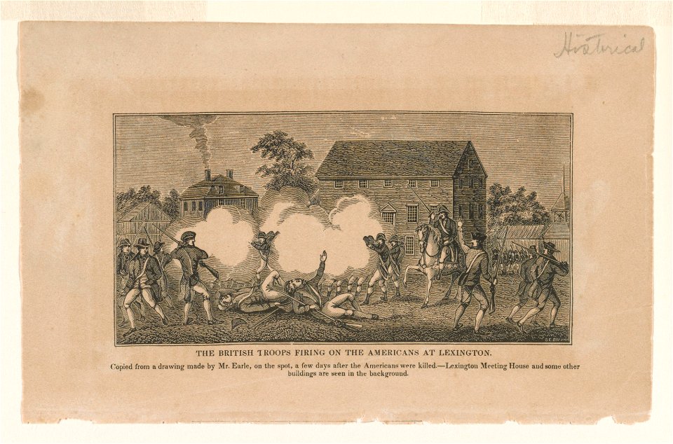 The British troops firing on the Americans at Lexington LCCN2003681597