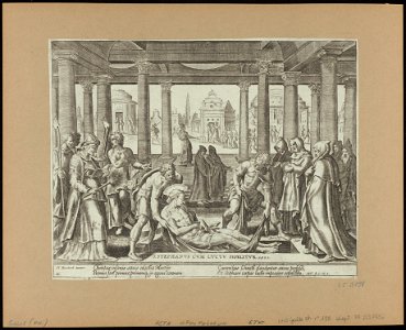 The Burial of St Stephen 1575 print by Maarten van Heemskerck, S.I 55798, Prints Department, Royal Library of Belgium