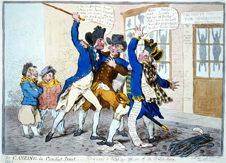 The caneing in Conduit Street. Dedicated to the flag officers of the British Navy