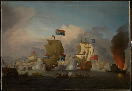 The Burning of HMS Royal James at the Battle of Solebay, 28 May 1672 RMG BHC0301