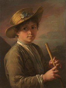 The boy with a flute by Vasily Tropinin. Free illustration for personal and commercial use.