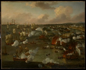 The Burning of French ships at the Battle of La Hogue, 23 May 1692 RMG BHC0335