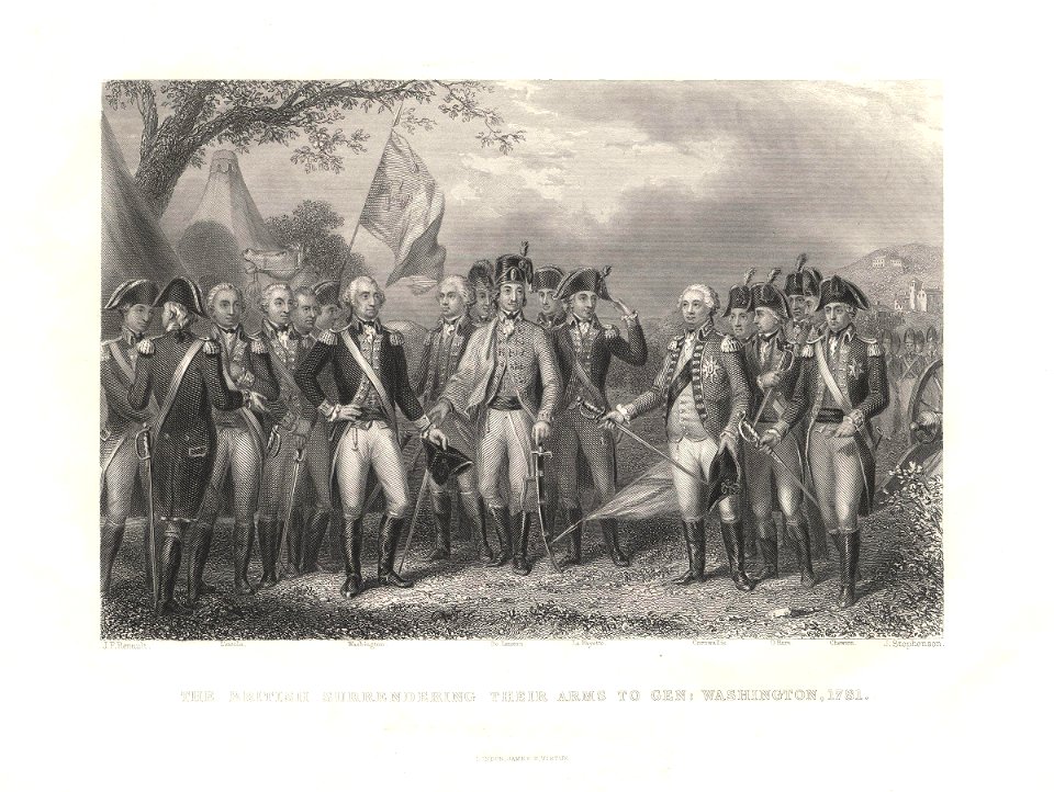 The British Surrendering their Arms to Gen. Washington, 1781 by J.F. Renault