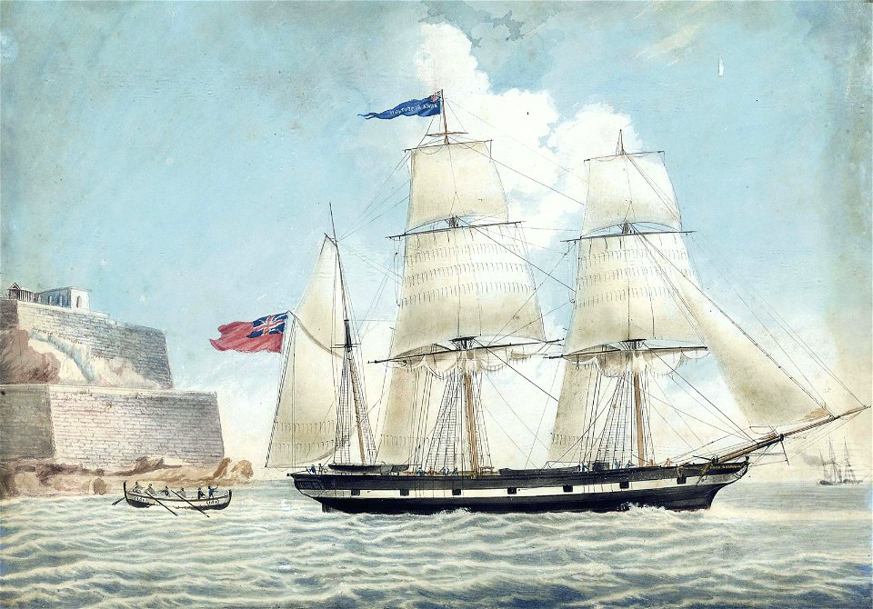 The British barque Anna Robertson of Scarborough, Richd Mosey master, leaving Malta, 1849, by Nicolas Cammillieri