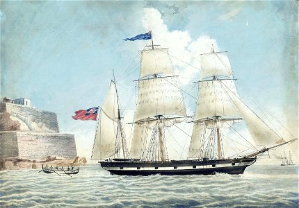 The British barque Anna Robertson of Scarborough, Richd Mosey master, leaving Malta, 1849, by Nicolas Cammillieri