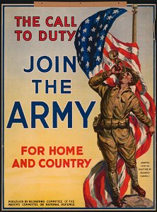 The call to duty Join the Army for home and country. LCCN00651808. Free illustration for personal and commercial use.