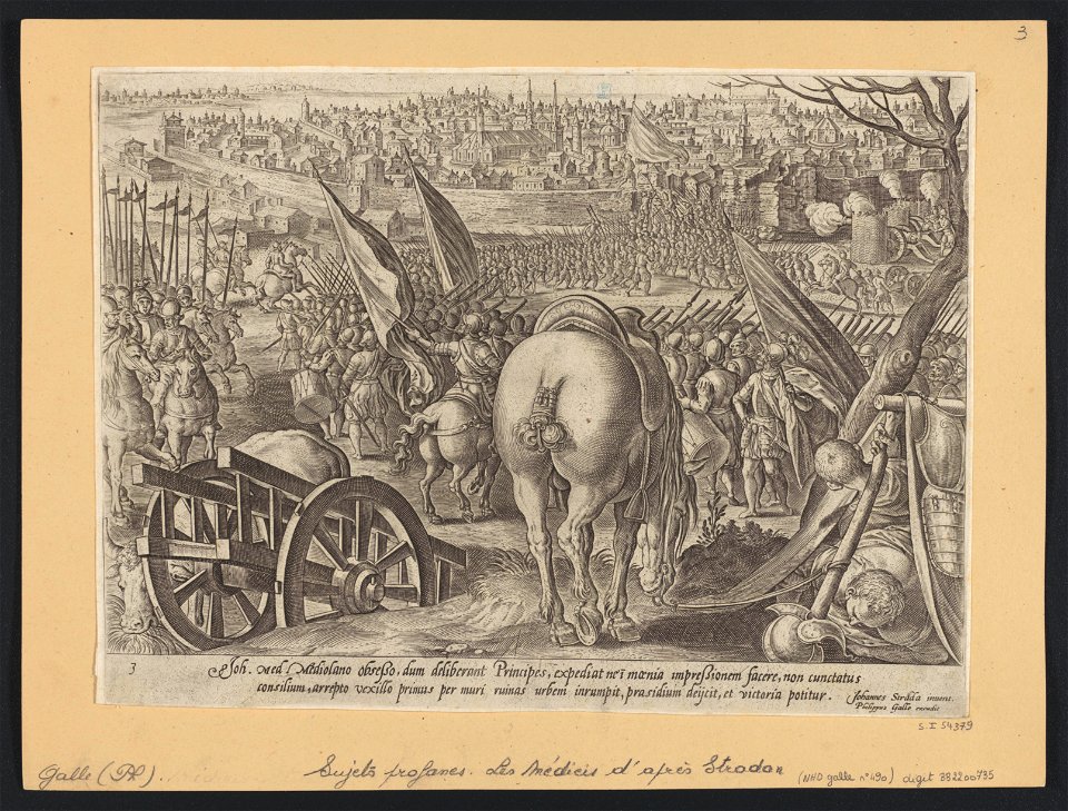 The Capture of Milan 1578 print by Stradanus, S.I 54379, Prints Department, Royal Library of Belgium