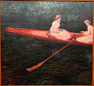 The Canoe on the Epte, by Claude Monet, c. 1890, oil on canvas - Museu de Arte de São Paulo - DSC07345. Free illustration for personal and commercial use.