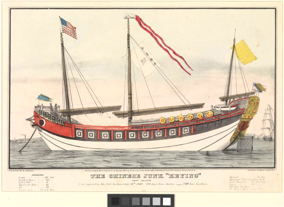 The Chinese Junk Keying As she appeared in New York harbour, July 13th 1847 RMG PW7737