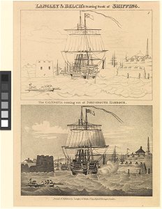 The Caledonia coming out of Portsmouth Harbour. Plate 1. Langley and Belch's Drawing Book of Shipping RMG PW8007. Free illustration for personal and commercial use.
