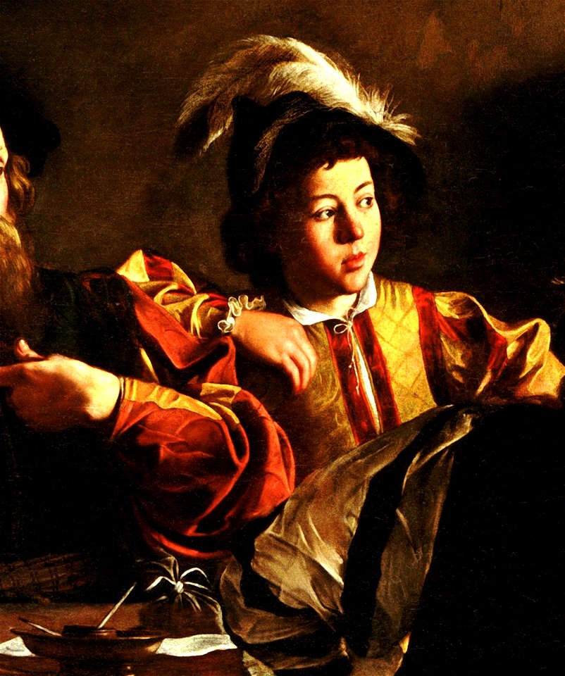 The Calling of Saint Matthew-Caravaggo (1599-1600) (cropped)