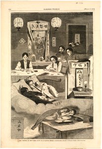 The Chinese in New York -- Scene in a Baxter Street club-house (Boston Public Library). Free illustration for personal and commercial use.