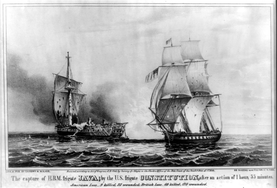 The Capture of HBM. frigate Java by the U.S. frigate Constitution after ...