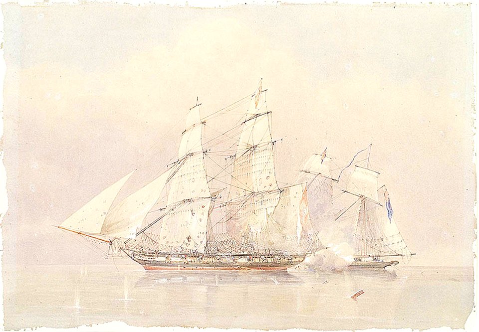 The capture of the slaver 'Formidable' by HMS 'Buzzard', 17 December 1834 PX9762