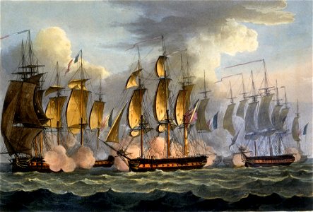 The Capture of La Prevoyante and La Raison May 17th 1795 Thomas Sutherland, after Thomas Whitcombe