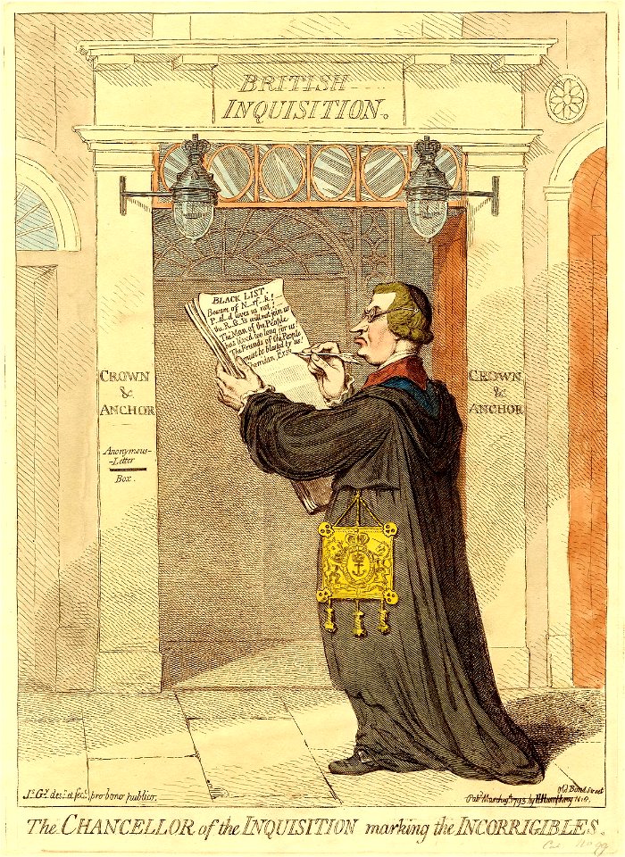 The chancellor of the inquisition marking the incorrigibles. (BM J,3.48)