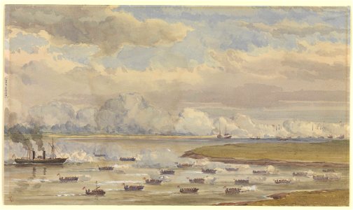 The China War 1857. Junks enshrouded in smoke RMG PW0597