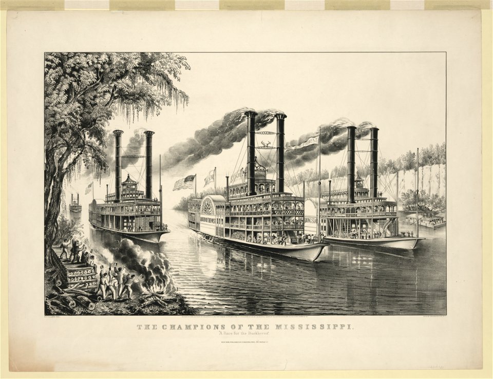 The Champions of the Mississippi- A race for the Buckhorns - F.F. Palmer, del. ; lith. of Currier & Ives, N.Y. LCCN90715790