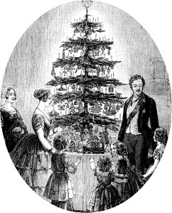 The Christmas Tree at Windsor Castle, by J. L. Williams - ILN 1848 (cropped). Free illustration for personal and commercial use.