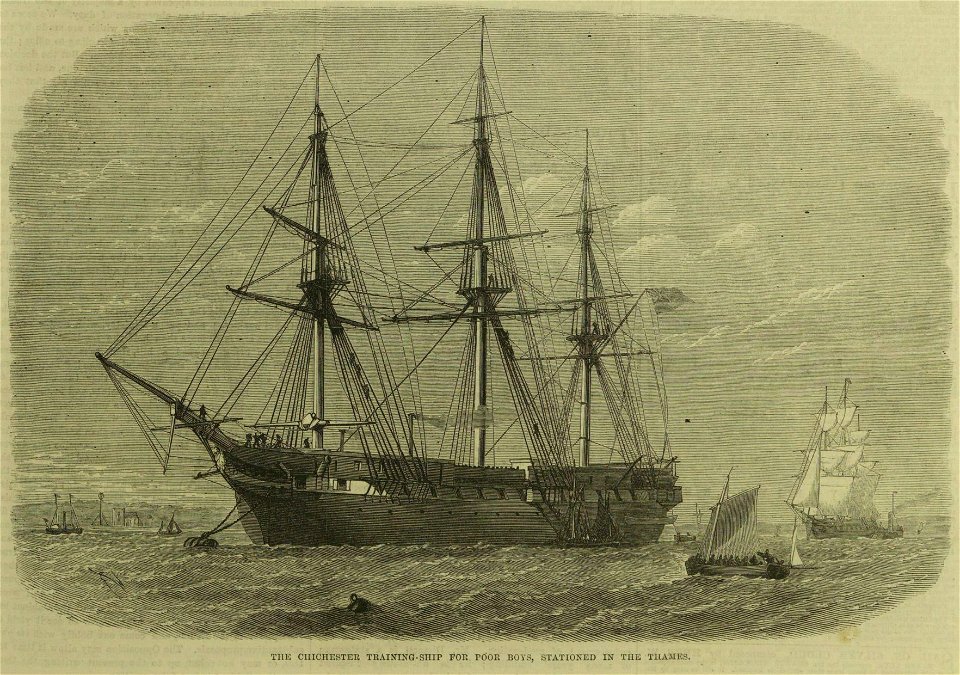 The Chichester Training-Ship for Poor Boys, stationed in the Thames - ILN 1867
