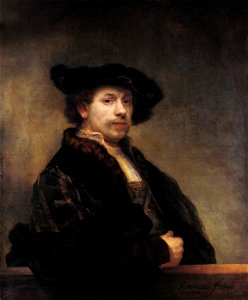 Self-portrait at 34 by Rembrandt (rectangular detail)