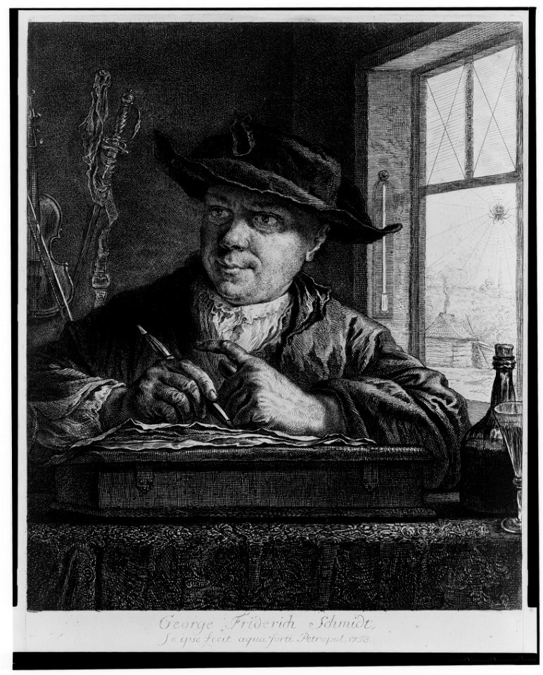Self-portrait of the artist drawing by a window) - se ipse fecit aqua forti Petropol, 1758 LCCN2004665162
