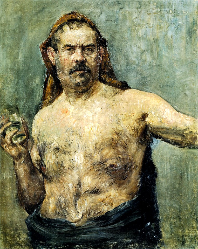 Self-portrait with Glass by Lovis Corinth