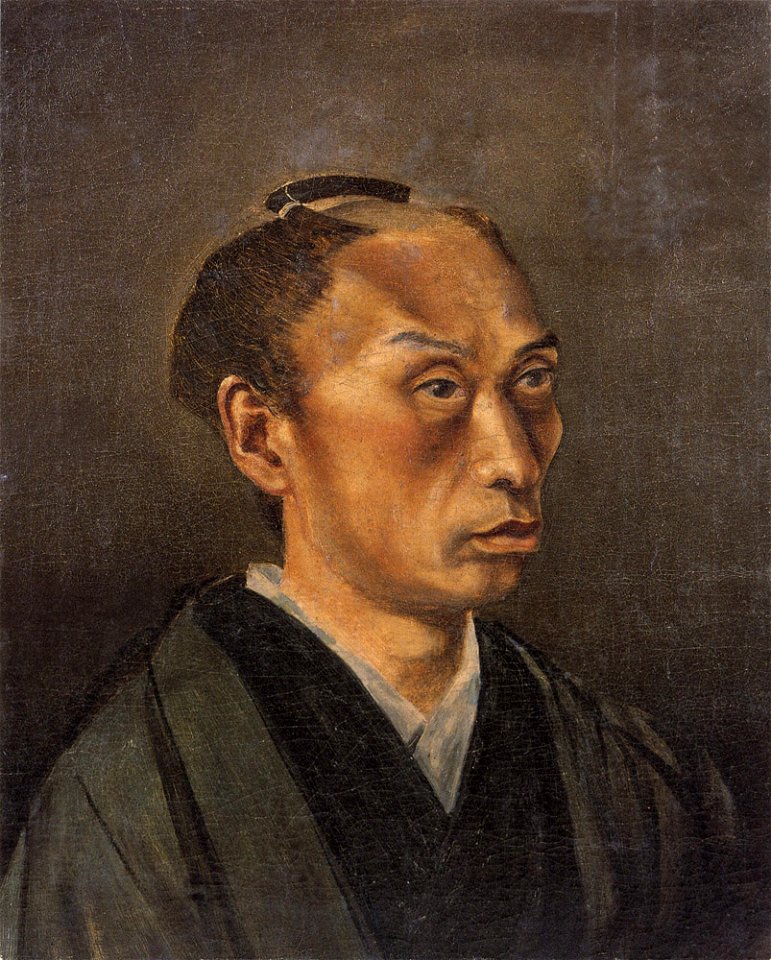 Self-portrait with topknot by Takahashi Yuichi (Kasama Nichido Museum of Art)