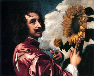 Self-portrait with a Sunflower by Anthony van Dyck. Free illustration for personal and commercial use.