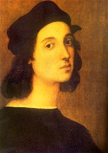 Self-portrait of Raffaello Sanzio da Urbino, original colors. Free illustration for personal and commercial use.
