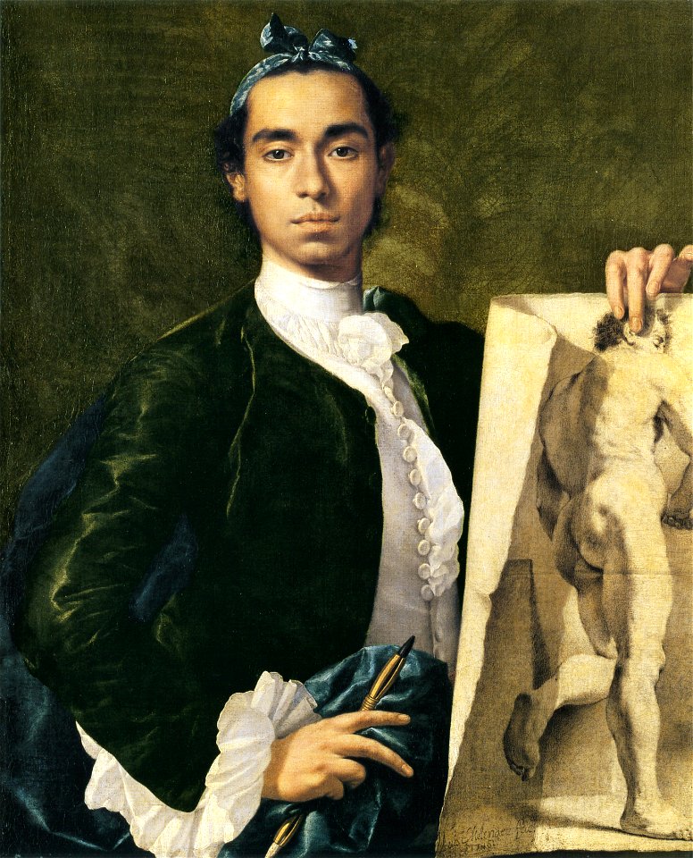 Self-portrait Holding an Academic Study by Luis Meléndez (detail)