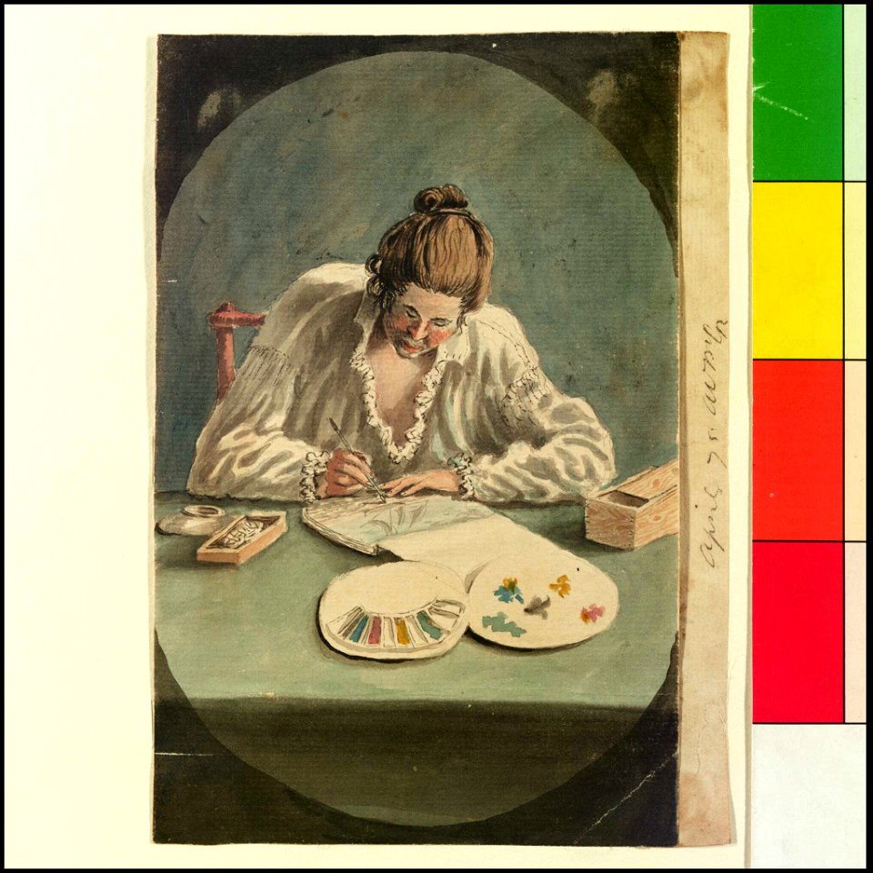 Self-portrait of Lieutenant Gabriel Bray sketching in watercolours (Bray album) RMG PT2025